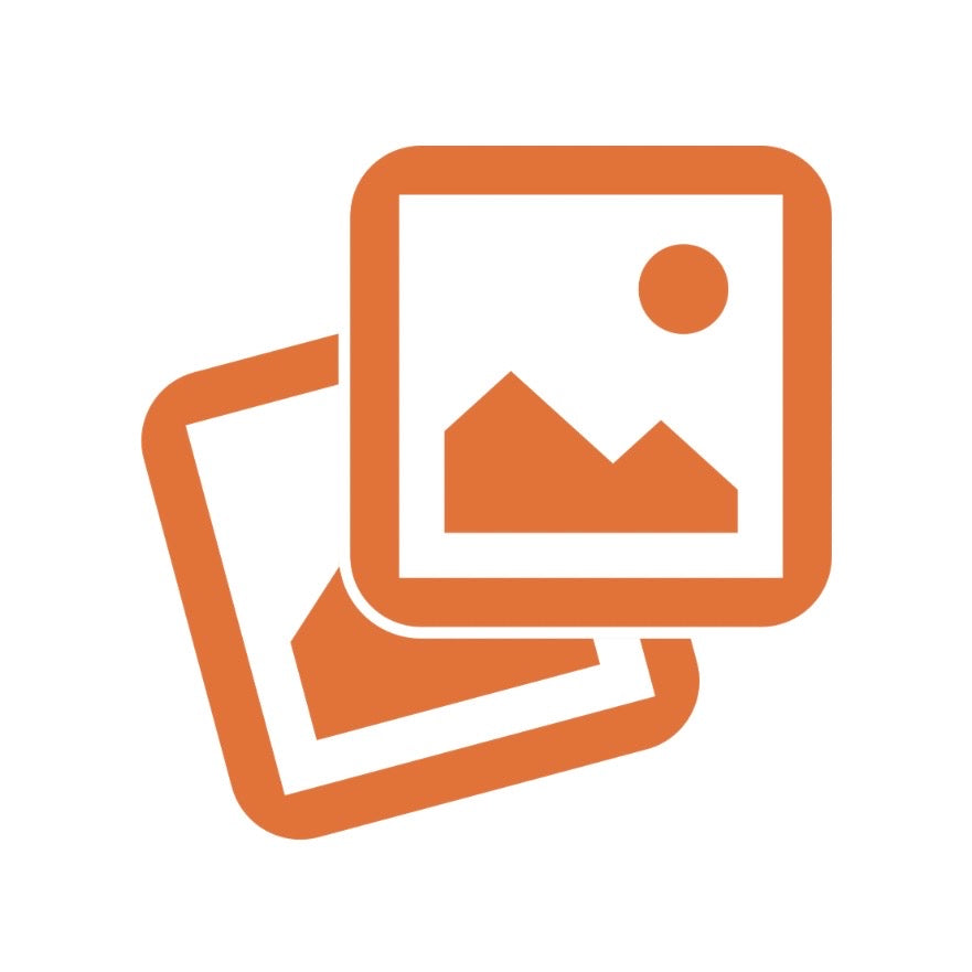 An orange icon of two overlapping photo frames on a white background, commonly used as a placeholder for missing or unavailable product images.