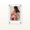 Personalised Polaroid-style photo print displayed in a clear magnetic frame, featuring a family photograph.